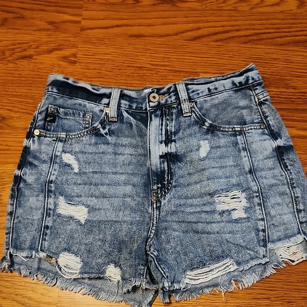 KanCan Frayed Hem Blue Jean Shorts